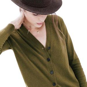 J. Crew Cashmere Button Up V Neck Cardigan L